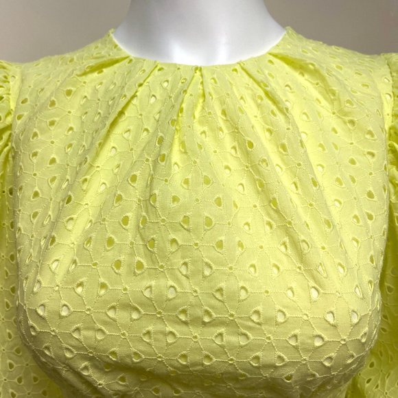 SHEIN PREMIUM 100% COTTON PUFF SLEEVE eyelet back zipper Crop TOP 2 - Picture 8 of 14